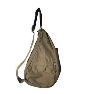 AMERIBAG CROSSBODY SLING BAG BROWN NYLON TRAVEL ERGONOMIC BAG SMALL LIGHTWEIGHT